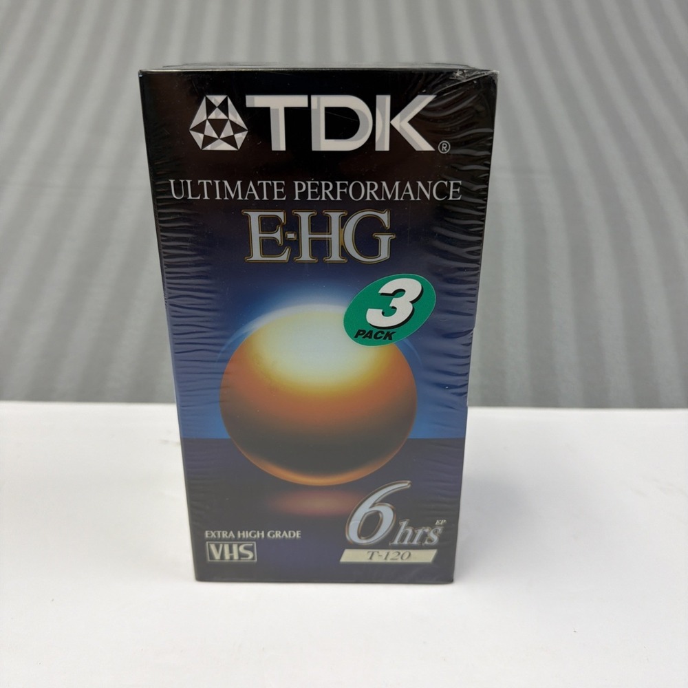 TDK Ultimate Performance E-HG T-120 6 Hour Blank VHS Tape 3 Pack, New Sealed